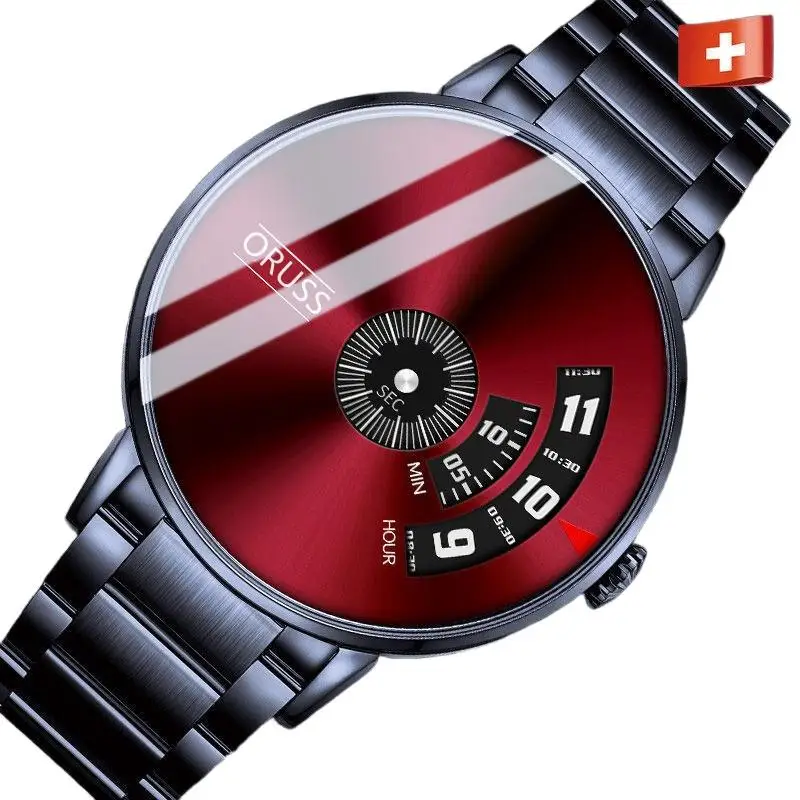 Men's Quartz Watch Starry Sky Design Steel Strap Waterproof Black Tech Male Wristwatch For Teenagers Daily Wear Outdoor Sports