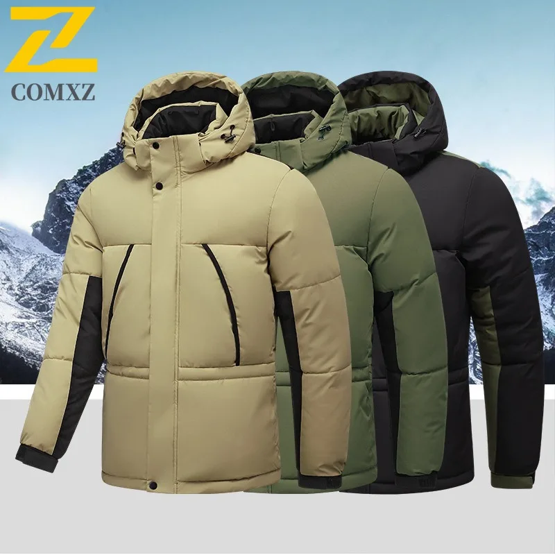 COMXZ 2025 Mens Womens Detachable Lined Thickened Winter Jacket Warm Tactics Waterproof and Windproof Outdoor Workweer Coat