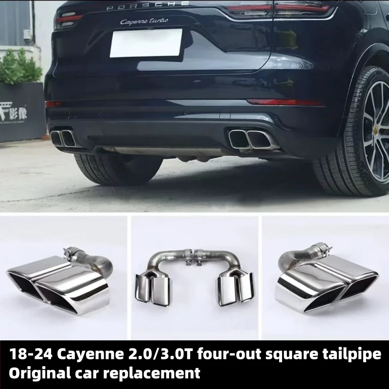 

304 Stainless Steel Car Exhaust Tip For Porsche Cayenne Hybrid Petrol 2018-2024Exhaust System Pipe Muffler Tip Nozzle