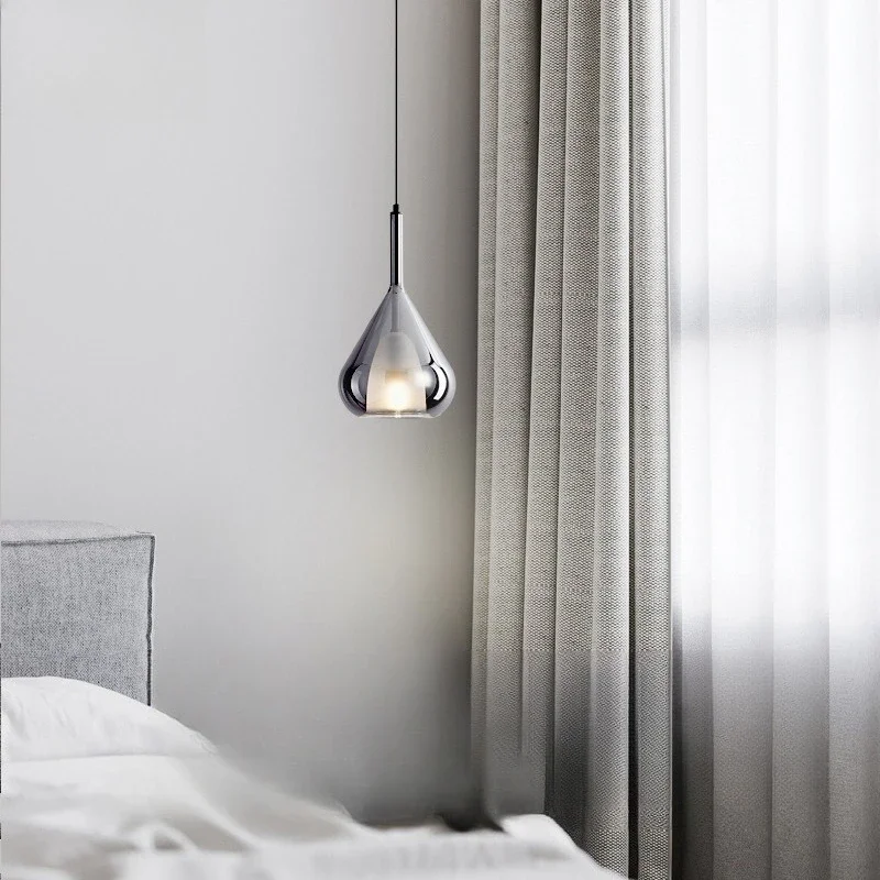 

Italian minimalist bedroom bedside chandelier, Nordic glass bar restaurant chandelier