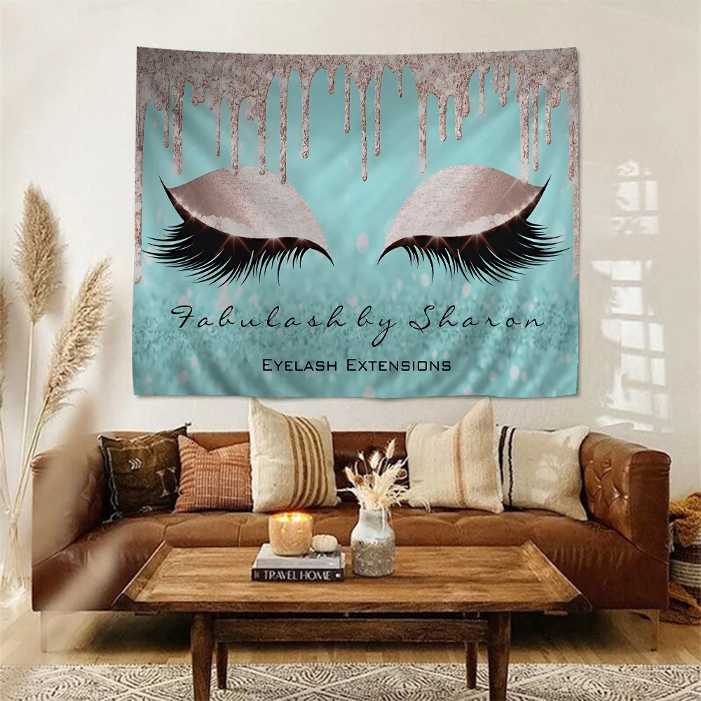 Fashion Rose Gold EyeLash Welcome Printed Large Wall Tapestry Hanging Tarot Hippie Wall Rugs Dorm Home Decor