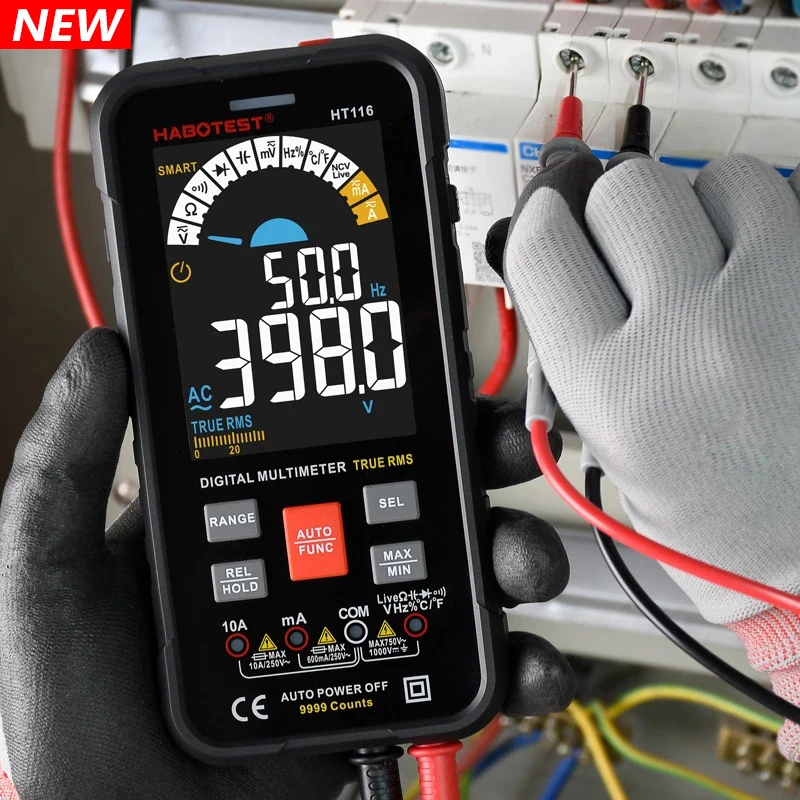 

Professional Smart Multimeter Digital HT116 Auto Range 1000V 10A Tester Ohm Hz Capacitance REL True RMS AC DC DMM Multitester