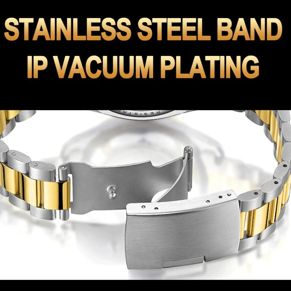 Luxury Waterproof Business Men's Wristwatch Green Stainless Steel Watches for Men Fashion Quartz Watch for Male