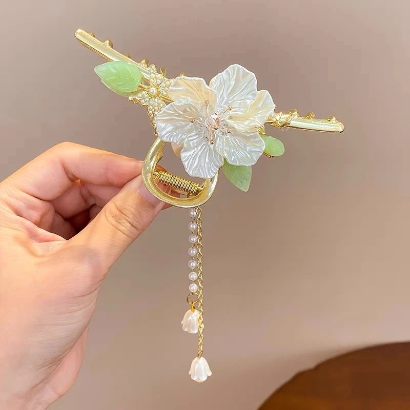 1pc Retro Flower Butterfly Tassel Crab Hair Clip Elegant Exquisite Metal Hair Claw Pearl Shark Clip Women Hair Accessories