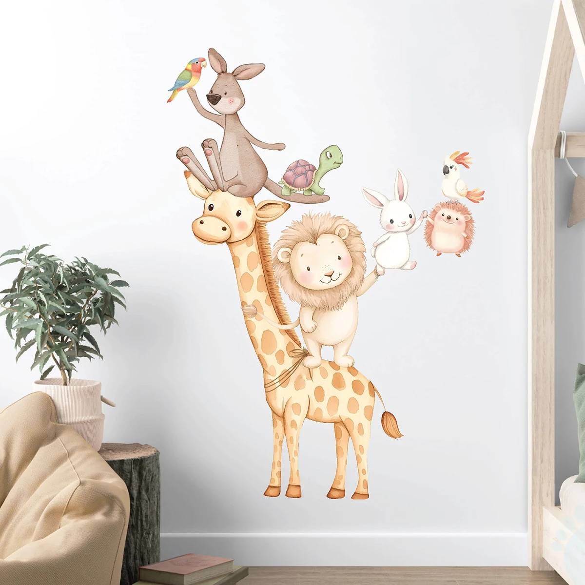 الكرتون لعوب شركاء الحيوان التراص الجدار ملصق الحضانة غرفة الطفل الفن ملصق حائط من الفينيل غرفة الاطفال غرفة نوم المعيشة ديكور المنزل