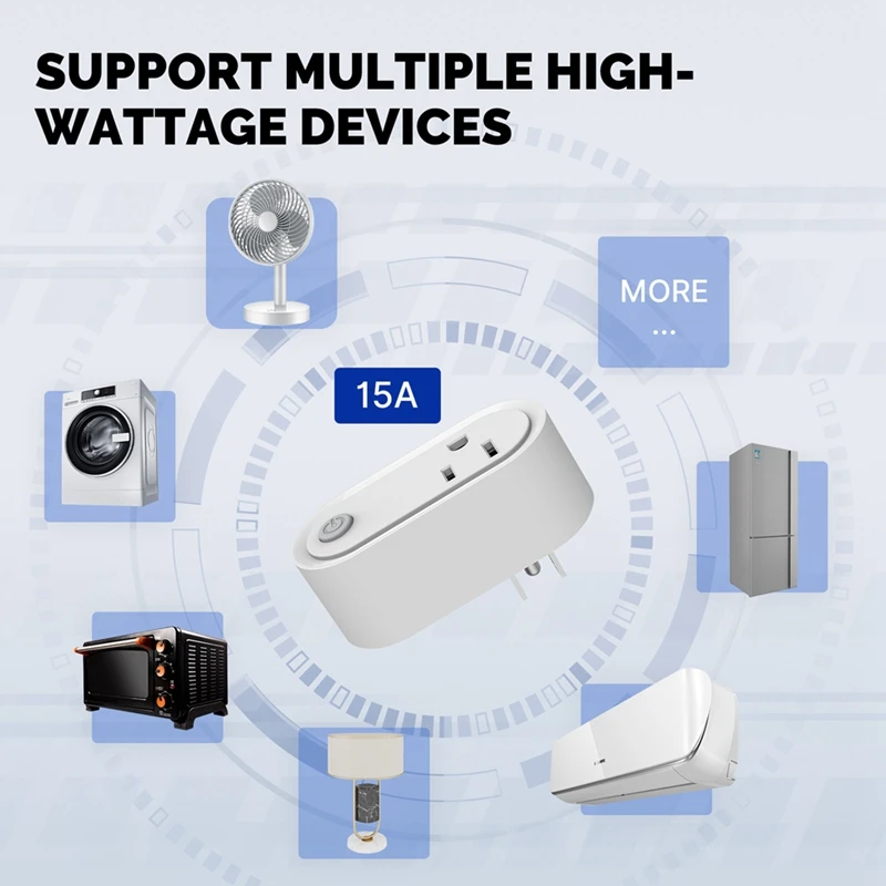 Smart Plug Matter Wifi Socket Accessories 15A Timer Outlet Power Monitor Support TUYA For Homekit Google Home Alexa US Plug