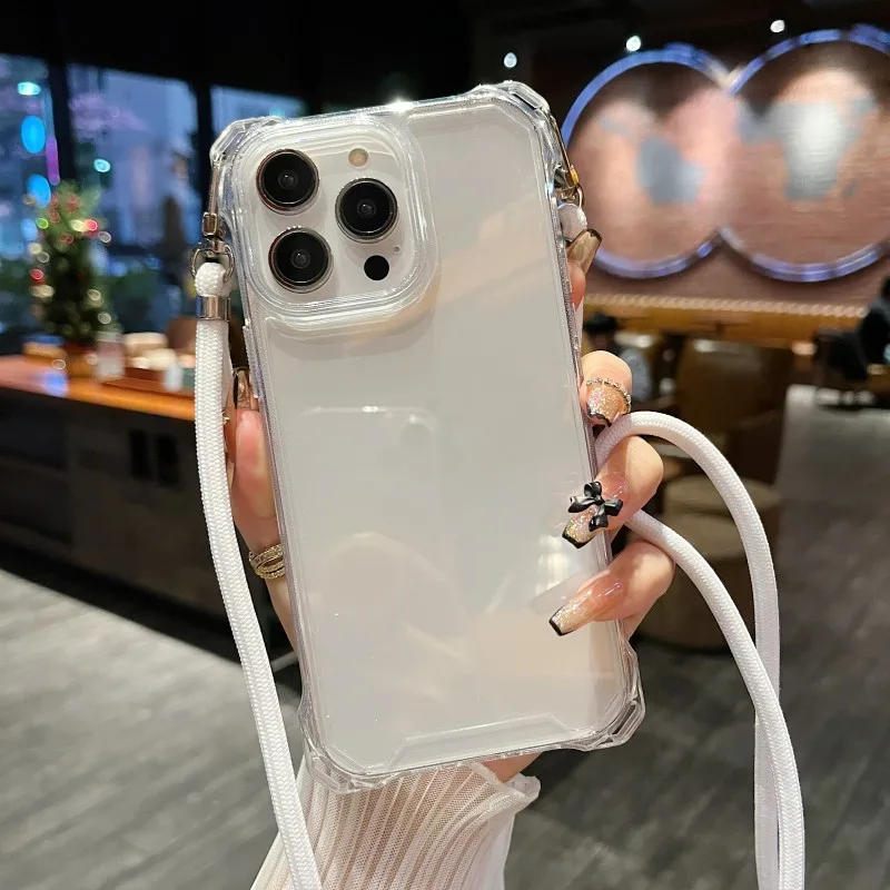 Stoßfeste Transparente Hülle für Samsung S26 S24 FE S25 Ultra S23 Plus S22 S21 A36 mit Umhängeband und Halsriemen – Detail 21