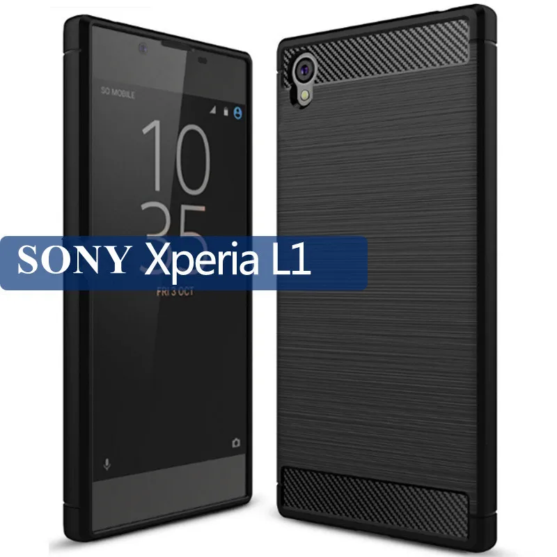 Caso do telefone para sony xperia l1 fibra de carbono à prova de choque caso para sony xperia l1 capa protetora completa traseira coque fundas