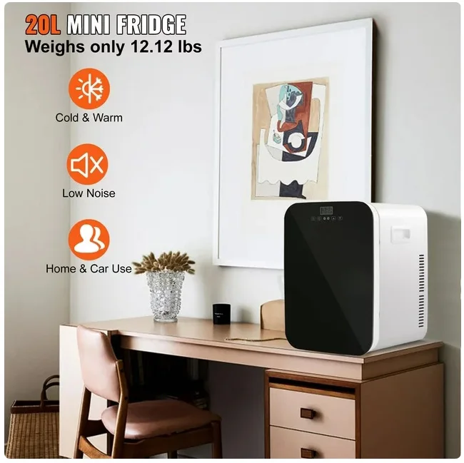 Mini Fridge 20L 22 Cans,Portable Cooler Warmer,Skincare Fridge AC/DC Mini Cosmetics Makeup Fridge,for Bedroom Office Car