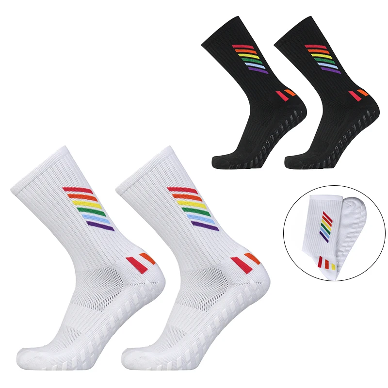 2023 Multicolor Pattern Adult Anti slip Football High Quality Sports Grip Socks Silicone Anti slip soccer Socks EU38-44