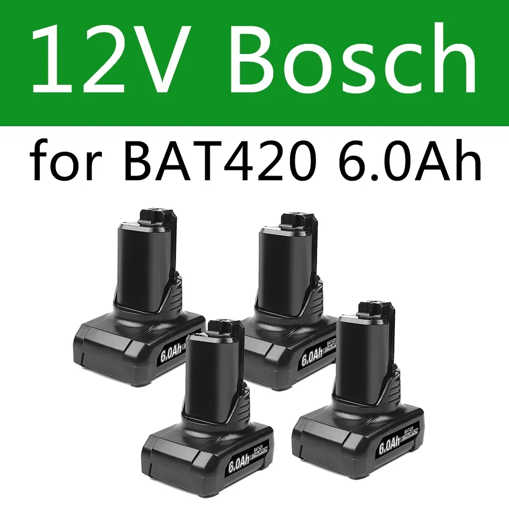 

12V Bosch 6.0Ah Li-ion BAT420 Replacement Battery for Bosch BAT411 BAT412 BAT413 BAT414 10.8V Battery Cordless Power Tools