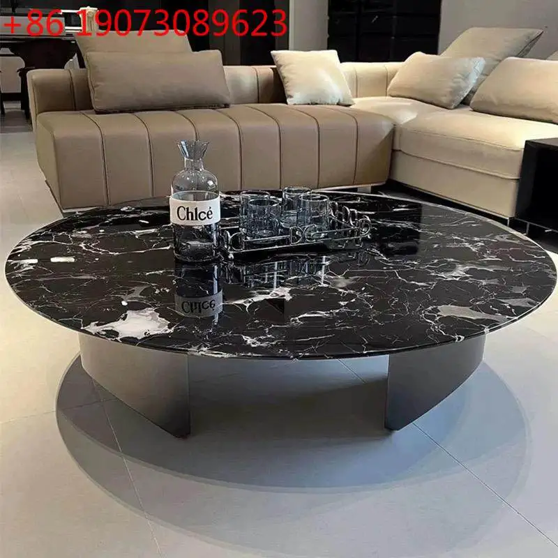 

Круглый журнальный столик из итальянского черного розового мрамора, современный простой черный прямоугольный подвесной журнальный столик Bulgari