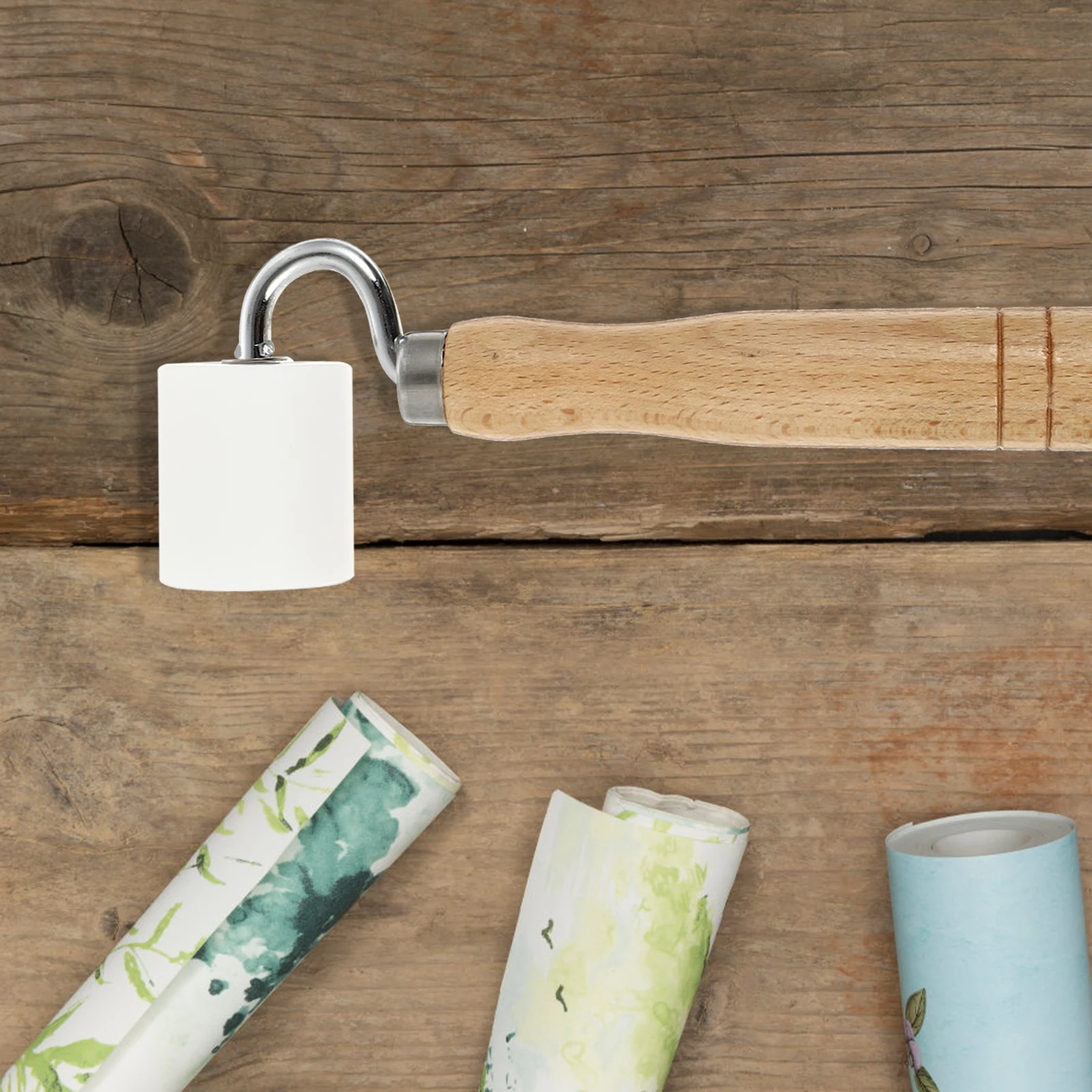 

Wallpaper Seam Roller Tool Stainless Steel Flat Pressure Wheel Construction Durability Efficient Rolling Labor Saving Wooden