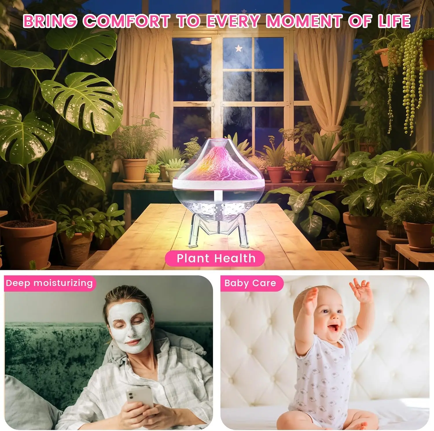 UltraSmall Cool Mist Humidifier with Sensor, Auto Shut Off & LED Light for Bedroom, Baby Room, Office – White