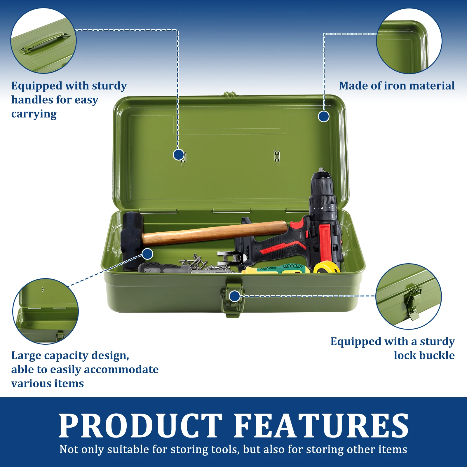 Hardware Tools Box Iron Tool Box Organizer Portable Metal Combination Suitcase Electrician Carpenter Electric Drill Storage Box