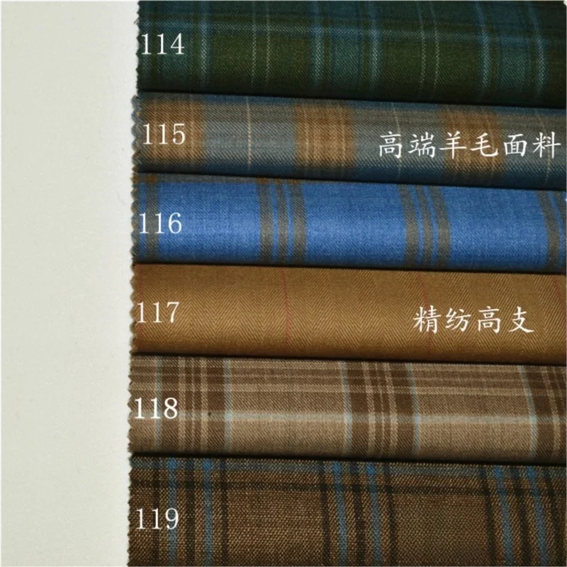 

The suit is made of high-count fine-spun fabric including light blue green yellow and brown for trousers skirts