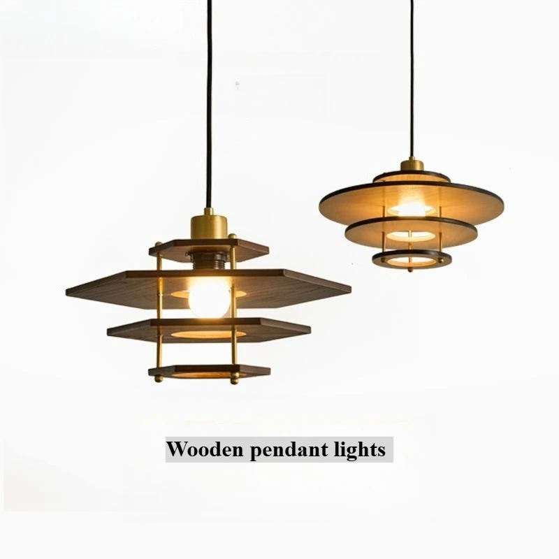 Luxury Minimalist Solid Wood Restaurant Ceiling Pendant Light Hanging Lamps for Dining Room Bar Counter Indoor Lighting Fixtures