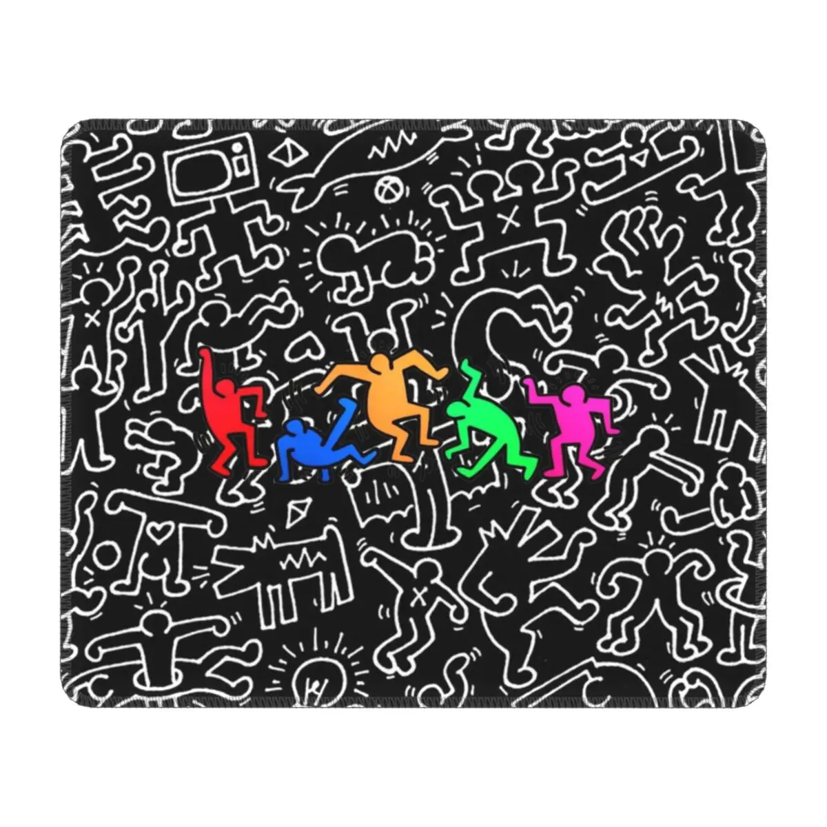 Haring Graffiti Paintings Art Black DanCe Mouse Pad Gamer Mousepad Accessories Geometric Abstract Pop Art Office Laptop Mat