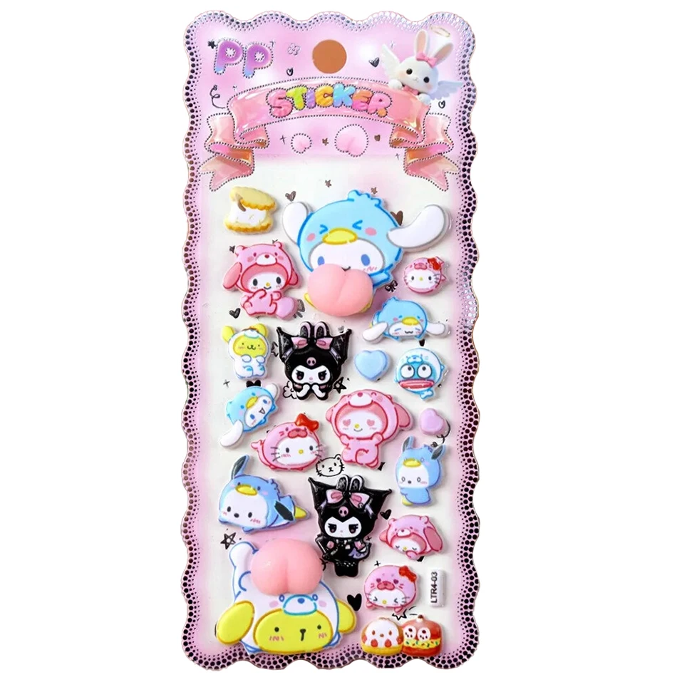 ملصقات سانريو للأرداف السعيدة كورومي ميلودي ملصقات تخفيف الضغط الناعمة لعبة شارات للهاتف المحمول والكمبيوتر المحمول هدية