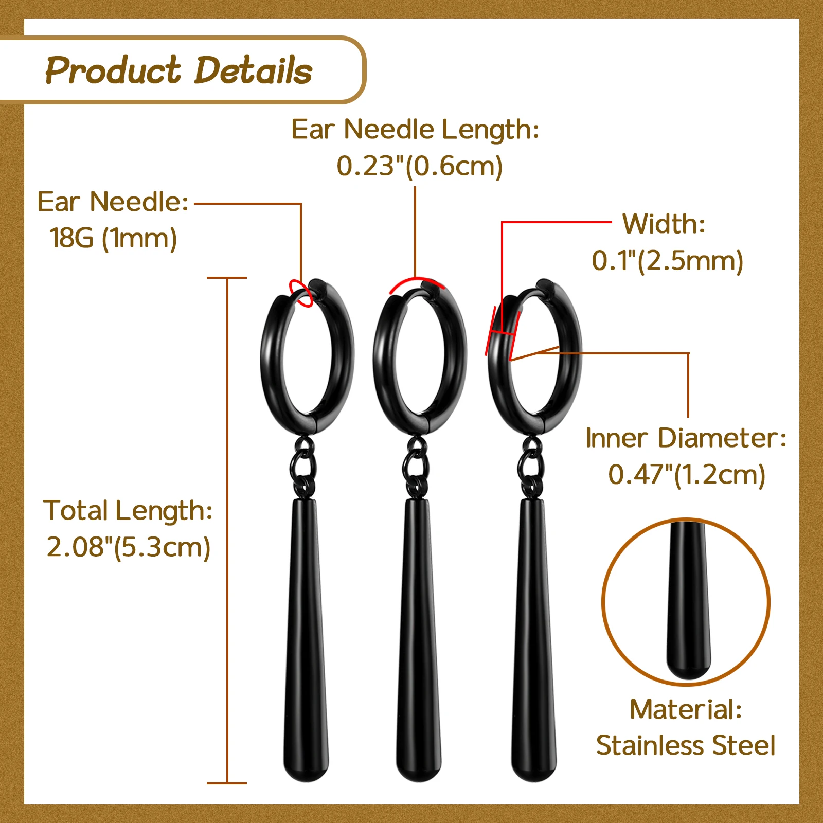 BONISKISS Zorro Earrings for Men Dangle Earrings Ring Stainless Steel Roronoa Anime Cosplay for Men Fashion Desirable Gift