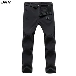 JNLN Winter Fleece Men Pants Hiking Climbing Camping Waterproof Work Pants Outdoor Sports Mountaineering Skiing Warm Trousers