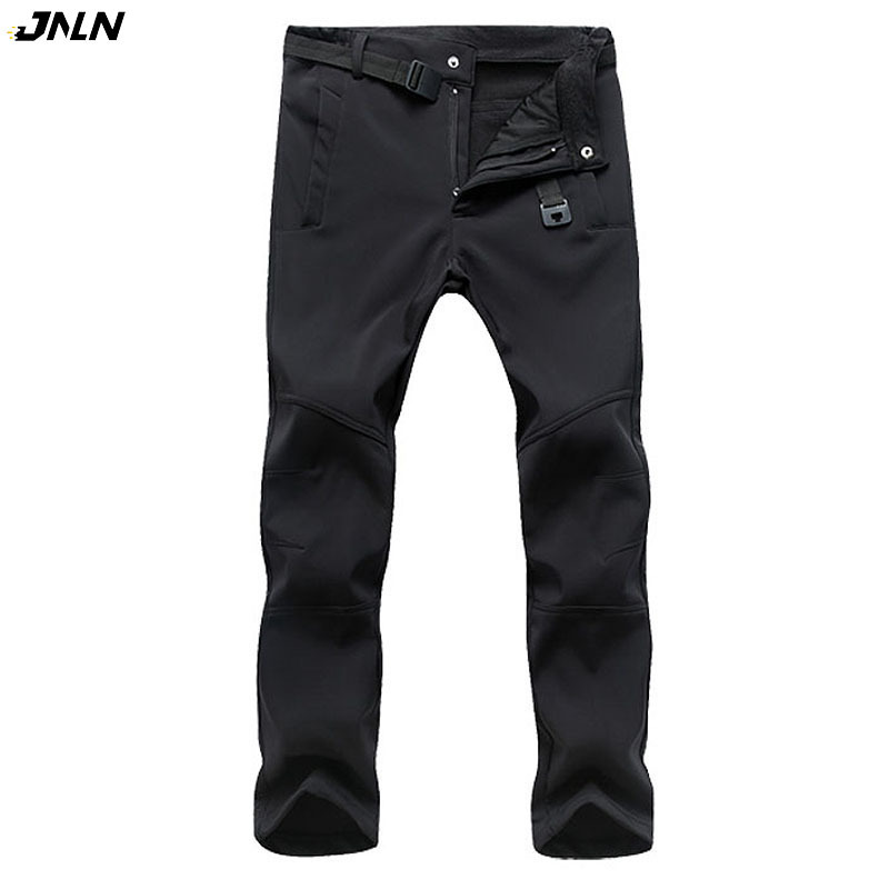  JNLN Winter Fleece Men Pants Hiking Climbing Camping Waterproof Work Pants Outdoor Sports Mountaineering Skiing Warm Trousers 