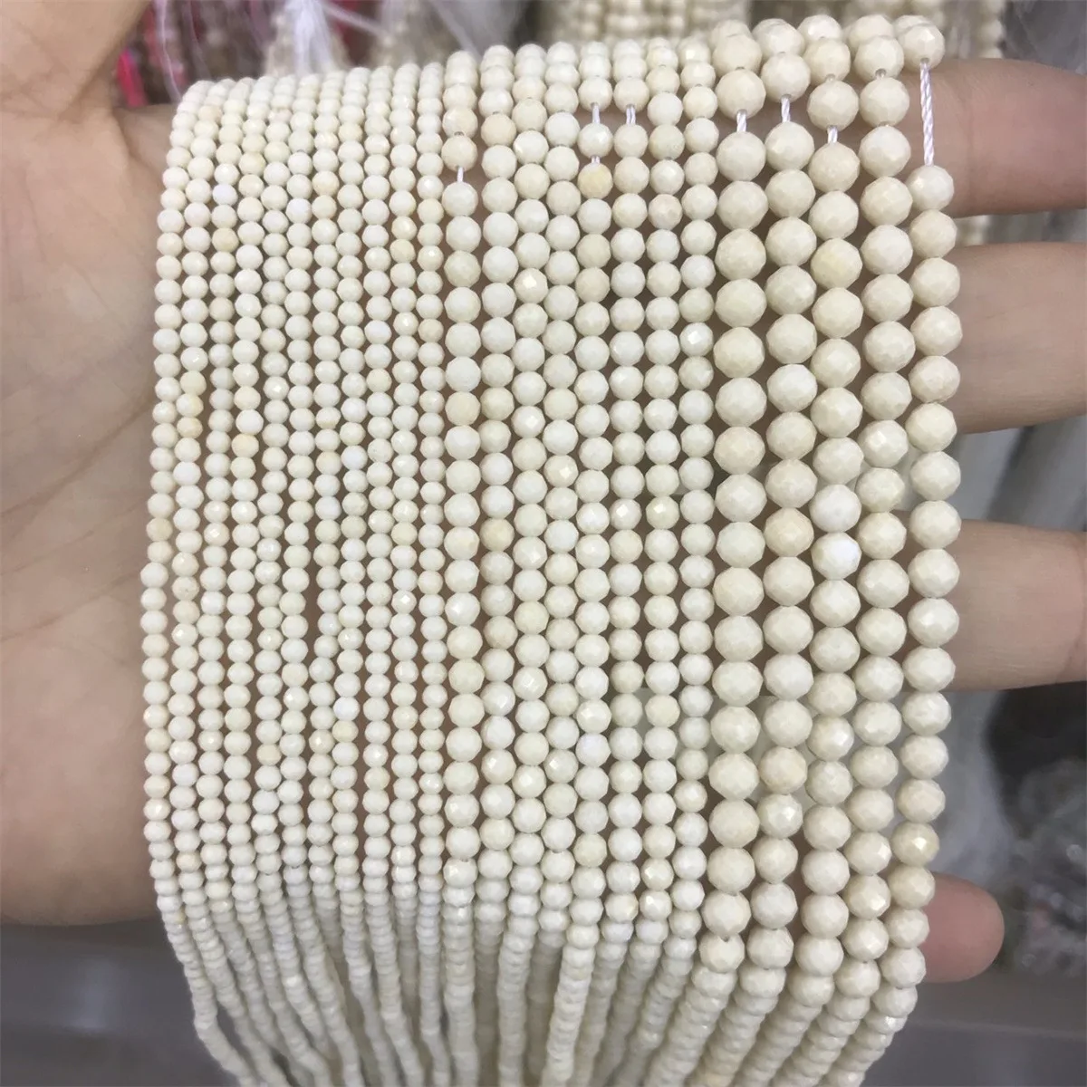 2/3/4 Mm Fossil Cut Round Beads Jewelry Accessories DIY Faceted Miscellaneous Stone Beads Spot Wholesale