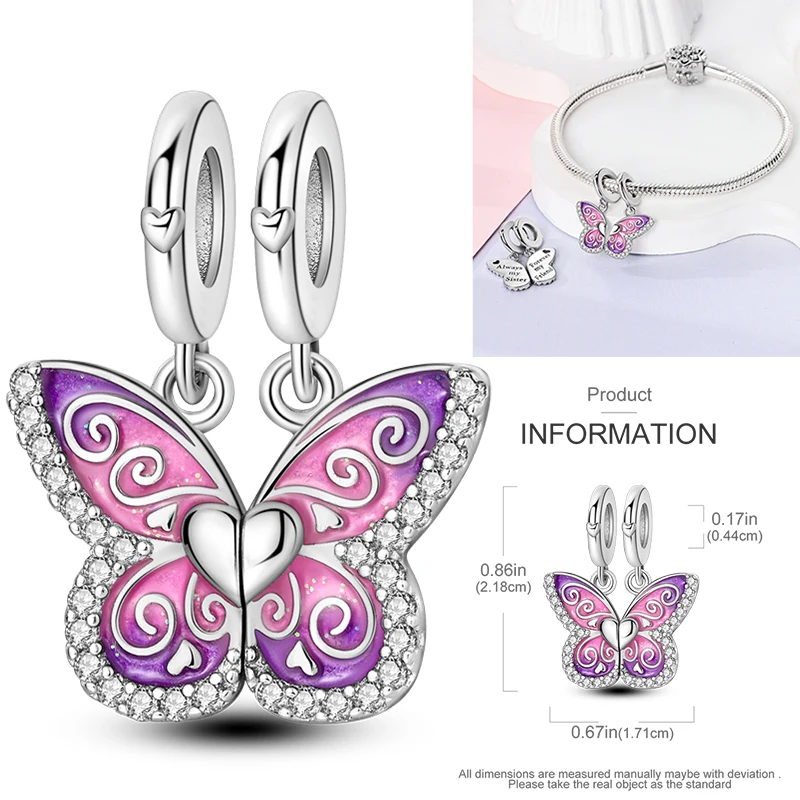 925 Sterling Silber Charm-Perlen Kaffee Ei Toast Sonne Mond Motorrad Schmetterling Frucht DIY Armband Halskette Geschenk für Frauen – Detail 24
