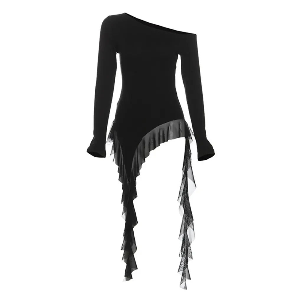 

Women's Solid Color Slim Fit Long Sleeve Top European Style Street Fashion Autumn New Close-Fitting T-Shirt