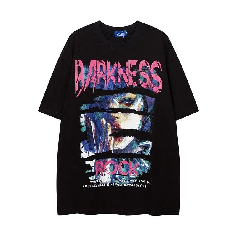 

Cotton 280g Heavy Round Neck Large Size Loose Short Sleeve T-shirt Male and Female Students The Same Cartoon Print Short Sleeve