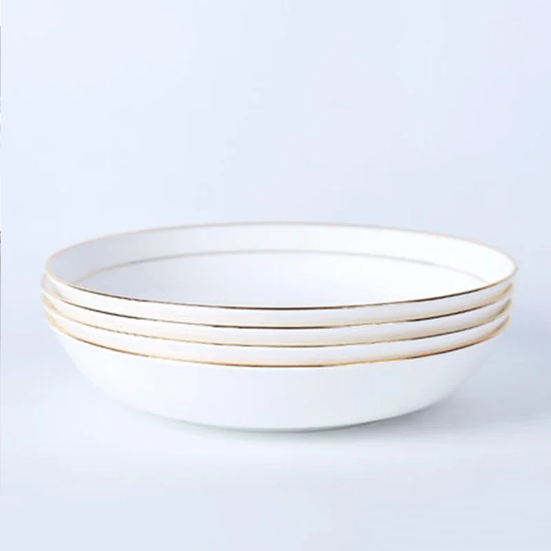 Jingdezhen Bone china Tableware 7/8-inch Dinner Plate Ceramic Food Plate Set Phnom Penh Rice Plate Household Simple Dinner Set