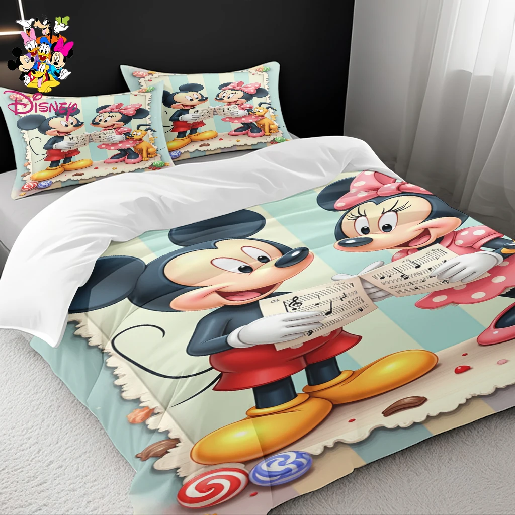 طقم غطاء لحاف ديزني ميكي آند سنو وايت 2/3 قطعة بدون حشو نعومة تشبه السحابة نمط طباعة كامل قابل للغسل في الغسالة