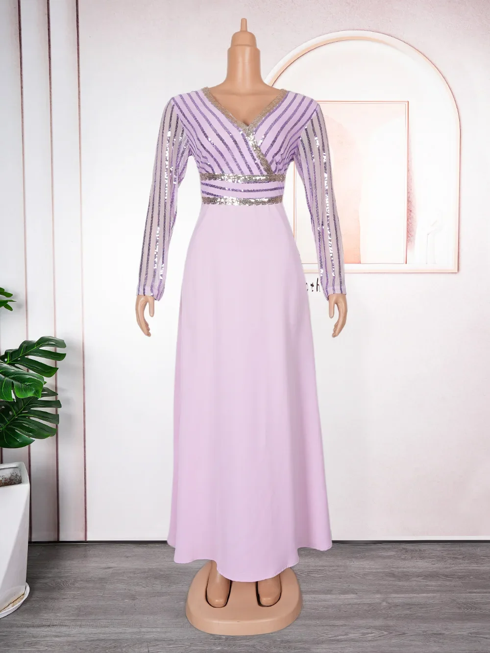 

African Party Dresses for Women 2025 Plus Size V-Neck Sequins Dashiki Ankara Wedding Gowns Elegant Turkey Muslim Dress Party New