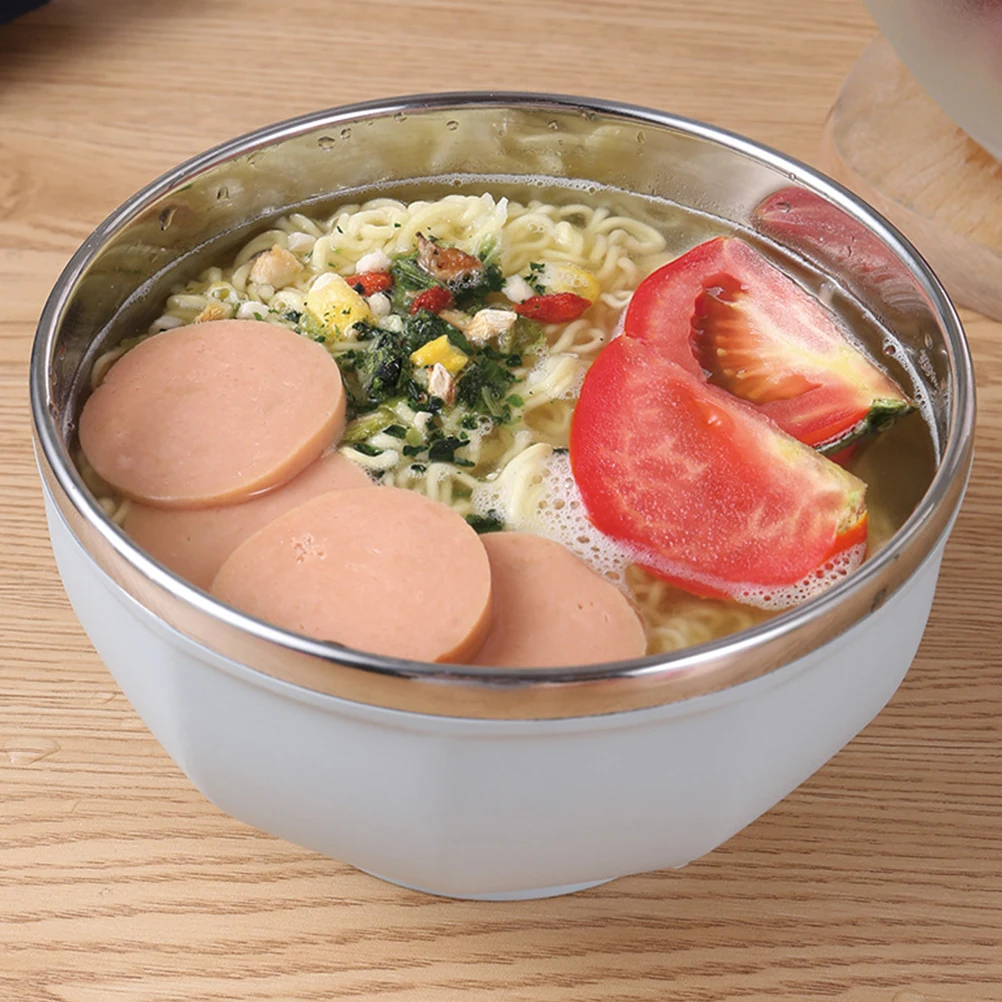 

Stainless Steel Insulated Bowl Double-Layer Heat-Resistant Soup Noodle Rice Bowl For Home Restaurant School Kitchen Supply