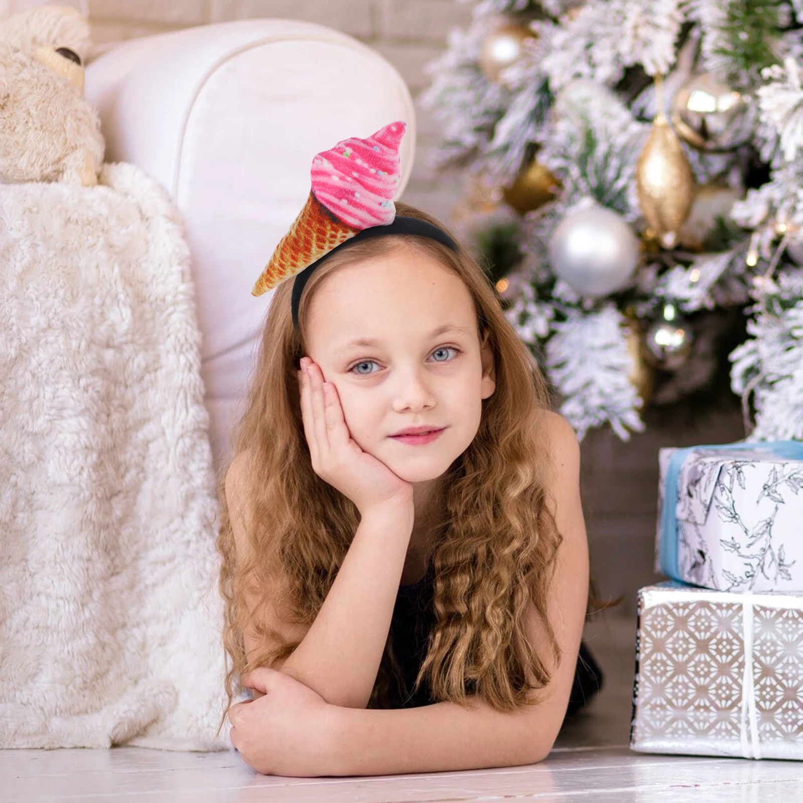 

Ice Cream Headband Women Hair Bands Pink Dessert Child Party Favors Birthday Toddler Accessories Stylish Comfortable Long