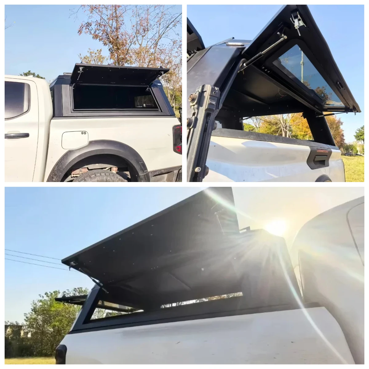 

FOR Pickup Camper Truck Canopy 4x4 Waterproof Aluminum Alloy Steel Hardtop Topper with Rack for BYD Shark 6 Range F150 NP300