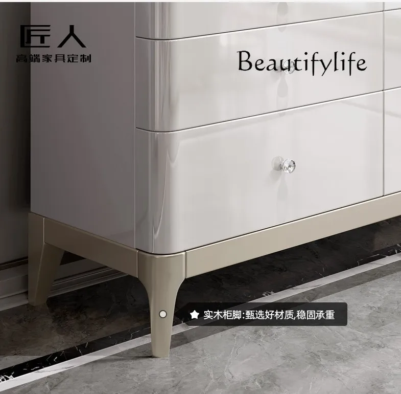 American solid wood six-chest cabinet, entrance cabinet, living room storage drawer, dining side cabinet, light luxury