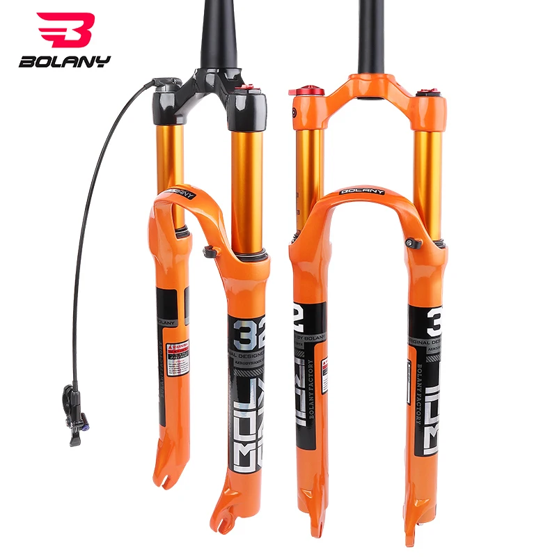 BOLANY Aluminum Alloy 26/27.5/29 inch Pneumatic Shock Absorber Front Fork for Mountain Bike BMX Road Bicycles-Quick Release