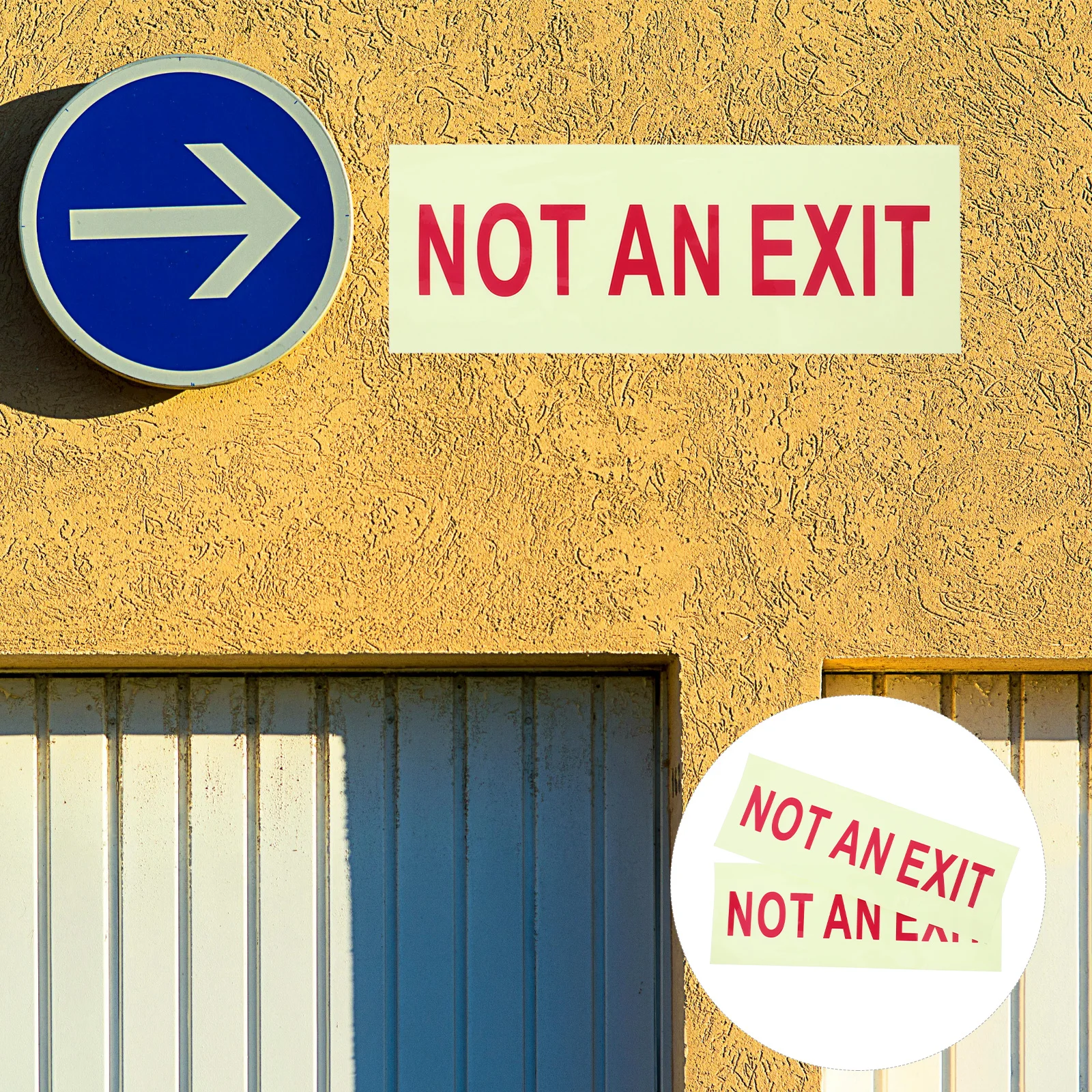 

2Pcs Emergency Not An Exit Sign Glow in Dark Self Stick Safety Reminder for Building Supermarket Evacuation Route