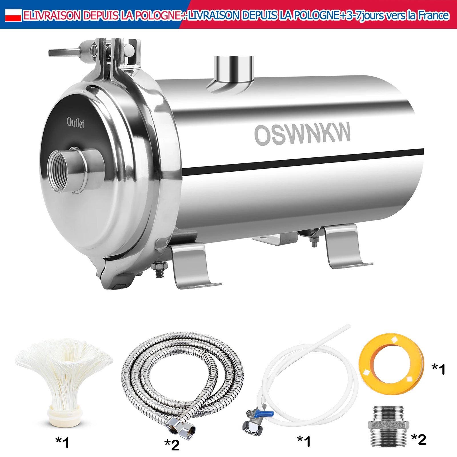 Purificateur d'eau d'ultrafiltration pour toute la maison PVDF à grand débit, pré-filtre 0,01 um, durée de vie SUS304, 5 ans