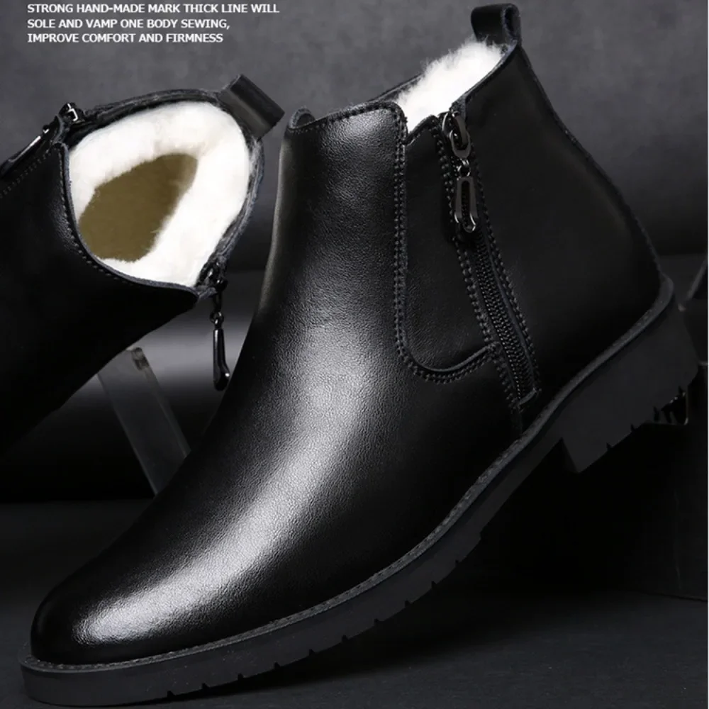 Men Boots Autumn and Winter Ankle Boots Men\'s Cotton Shoes Cowhide High Top Casual Shoes Man Leather Shoes Men\'s Shoe