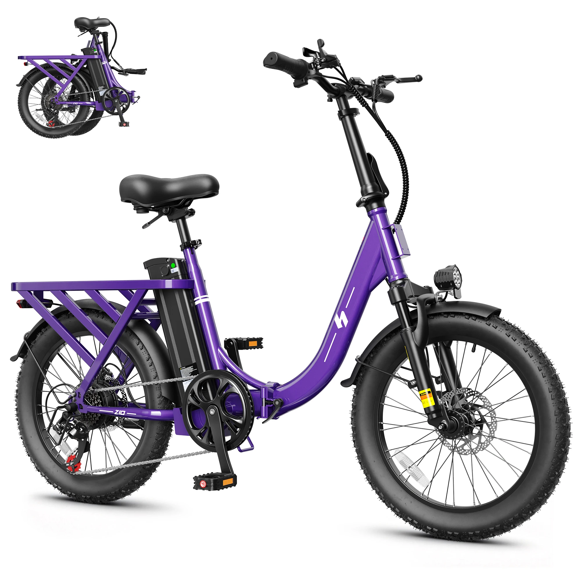 Actbest Mars Folding Electric Bike for Adults, 1200W Peak Motor 48V 13.5Ah Battery, 20"×3" Fat Tire Commuter Ebike, 28MPH 65Mi,  7 Speed Foldable Electric Bicycle image 3