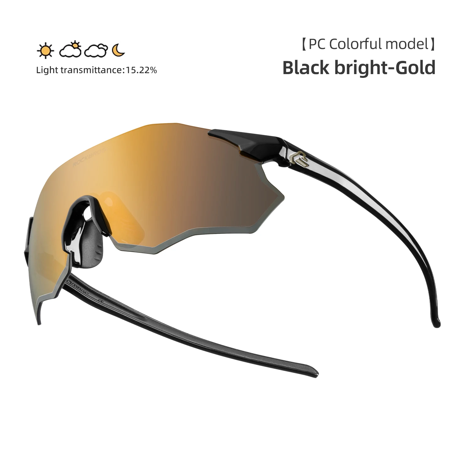 ROCKBROS Fahrradbrille Photochrome/Polarisierte Sonnenbrille UV-Schutz Winddichte Brille für Männer und Frauen Straßenfahrrad-Sportbrille