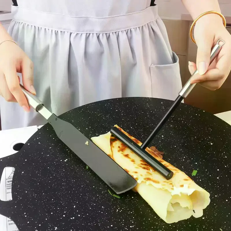 Stainless Steel French Crepe Spreader Crepe Spreader And Spatula Kit Pancake Like Batter Spreading Tools Pancake Cooking Tools