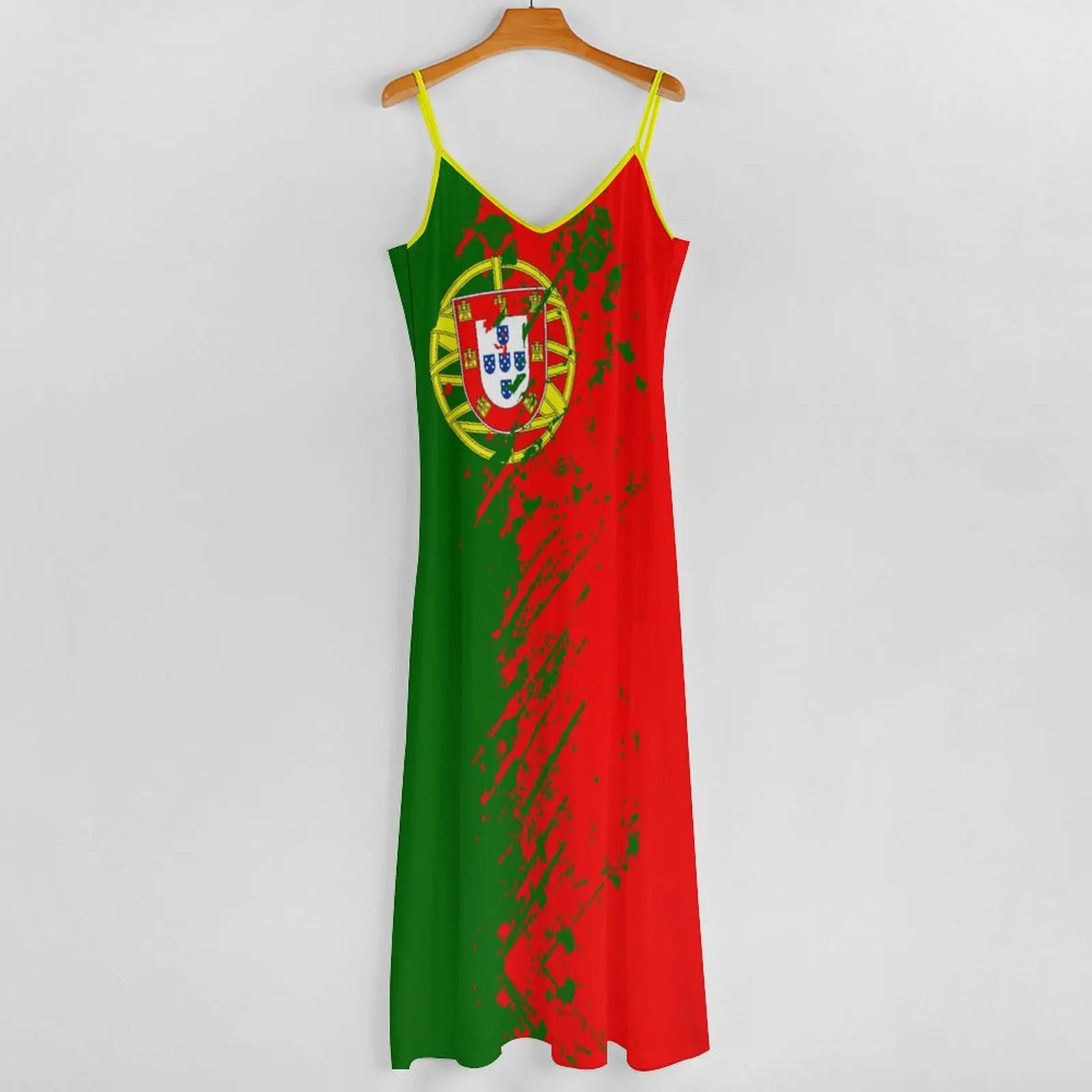 Long Dresses Dress Portugal Flag Print New Casual Sleeveless Women's V-Neck Printed Dress Swing Retro Dresses