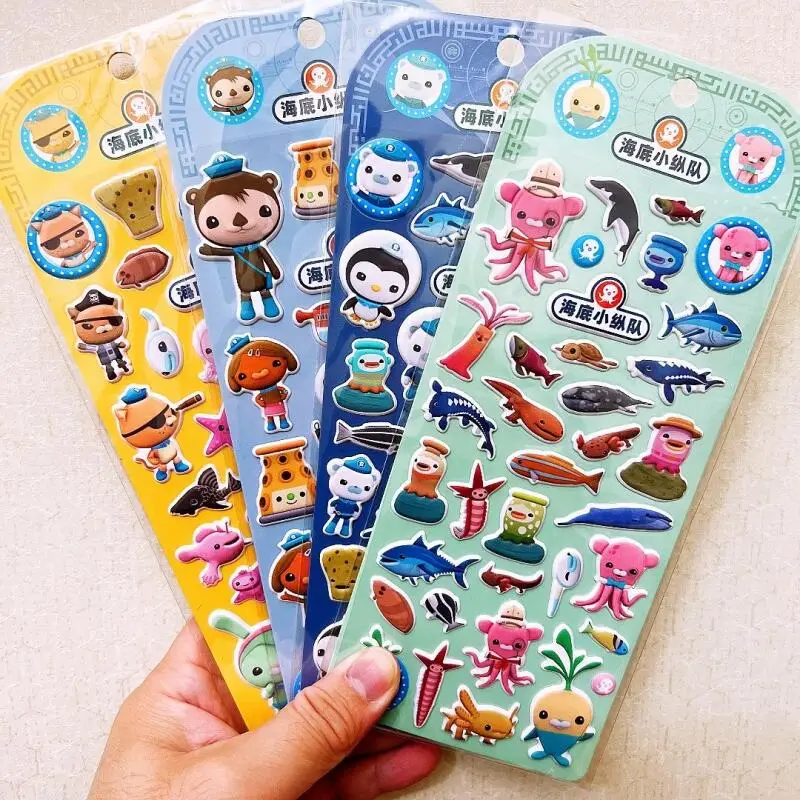 4Pcs Octonauts Kwazii Barnacles 3D 버블 스티커 소년 스케이트 보드 자전거 장식 퍼즐 Diy 데스크탑 장식 장난감 선물