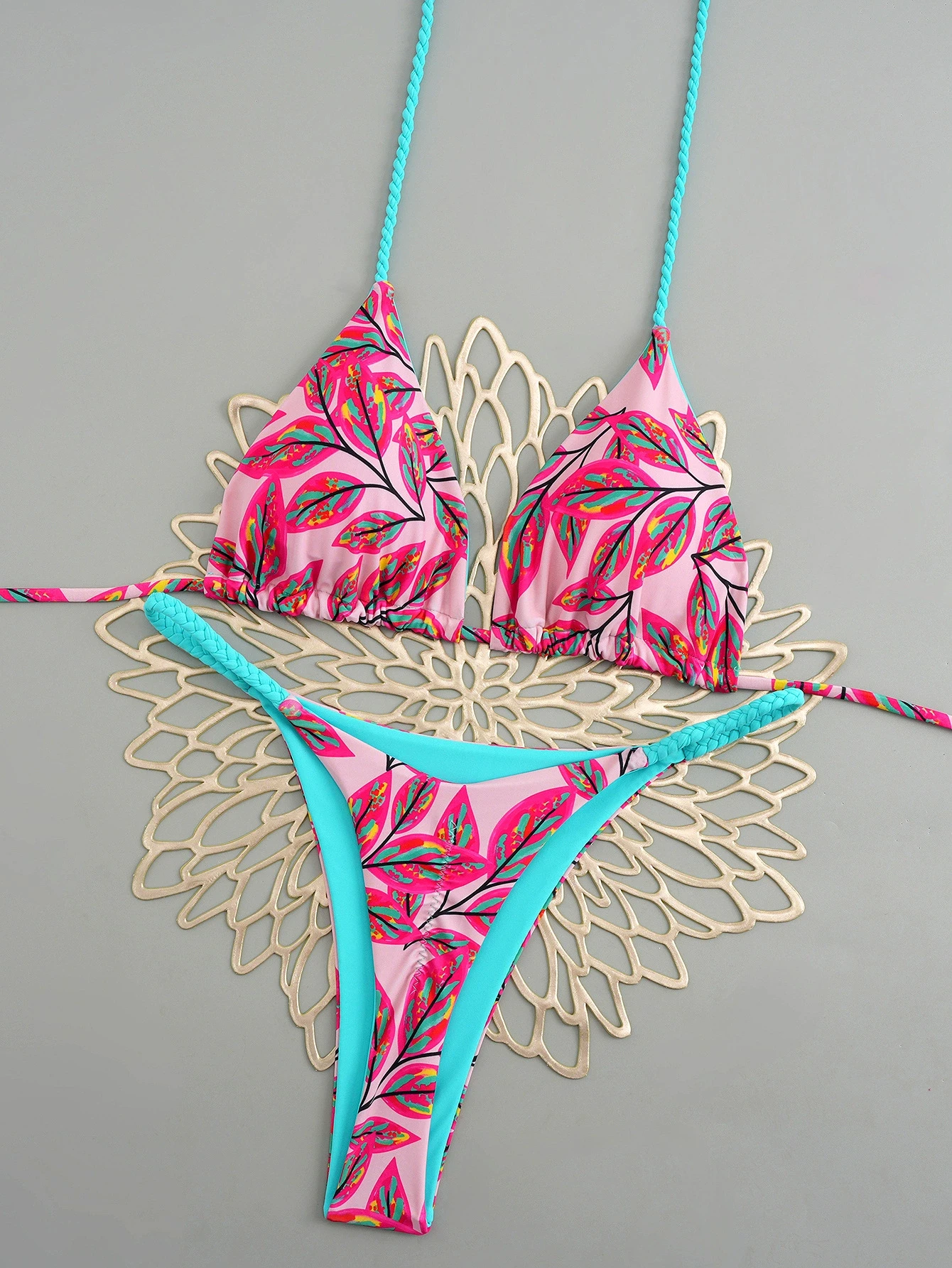 2026 Printed Thong Bikinis Padded Trikini Swimsuit Women Sexy Brazilian Swimwear Female Bathers Bathing Swimming Swim Suit Beach view 2