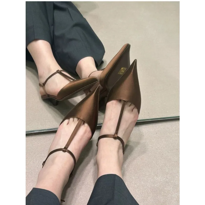 Brand Shoes for Women Sexy Pointed Toe Women's Sandals Comfortable Low Heel Trendy Sandal Simple Versatile Large Size Pumps