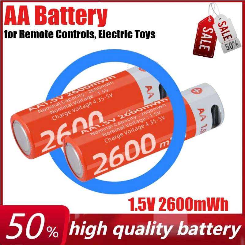 

1.5V 2600mWh AA Rechargeable Li-ion Battery for Remote Controls, Electric Toys, Mice, Doorbells, Electric Toothbrushes