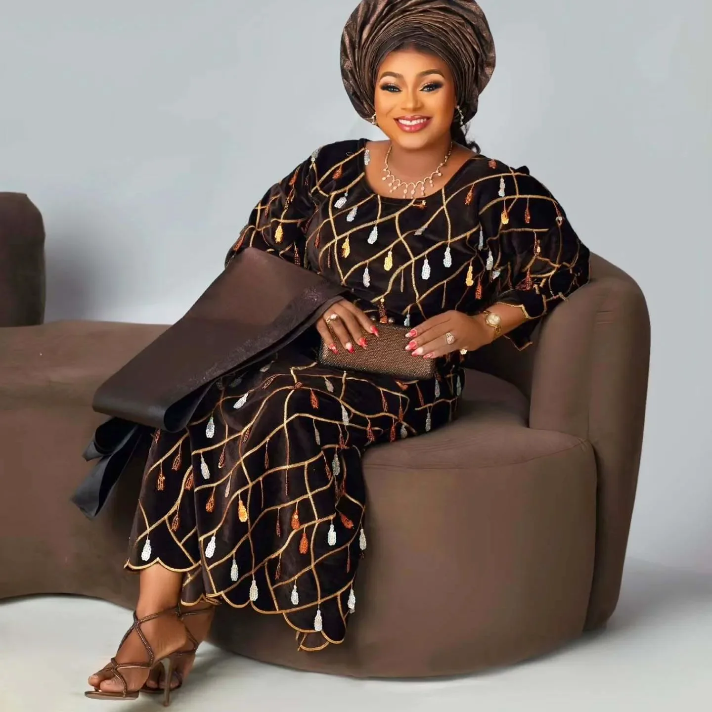 

High-Quality African Nigerian Lace Fabric For Sewing Velvet Sequins Embroidered for Party Dresses Cord Guipure Wedding Sewing